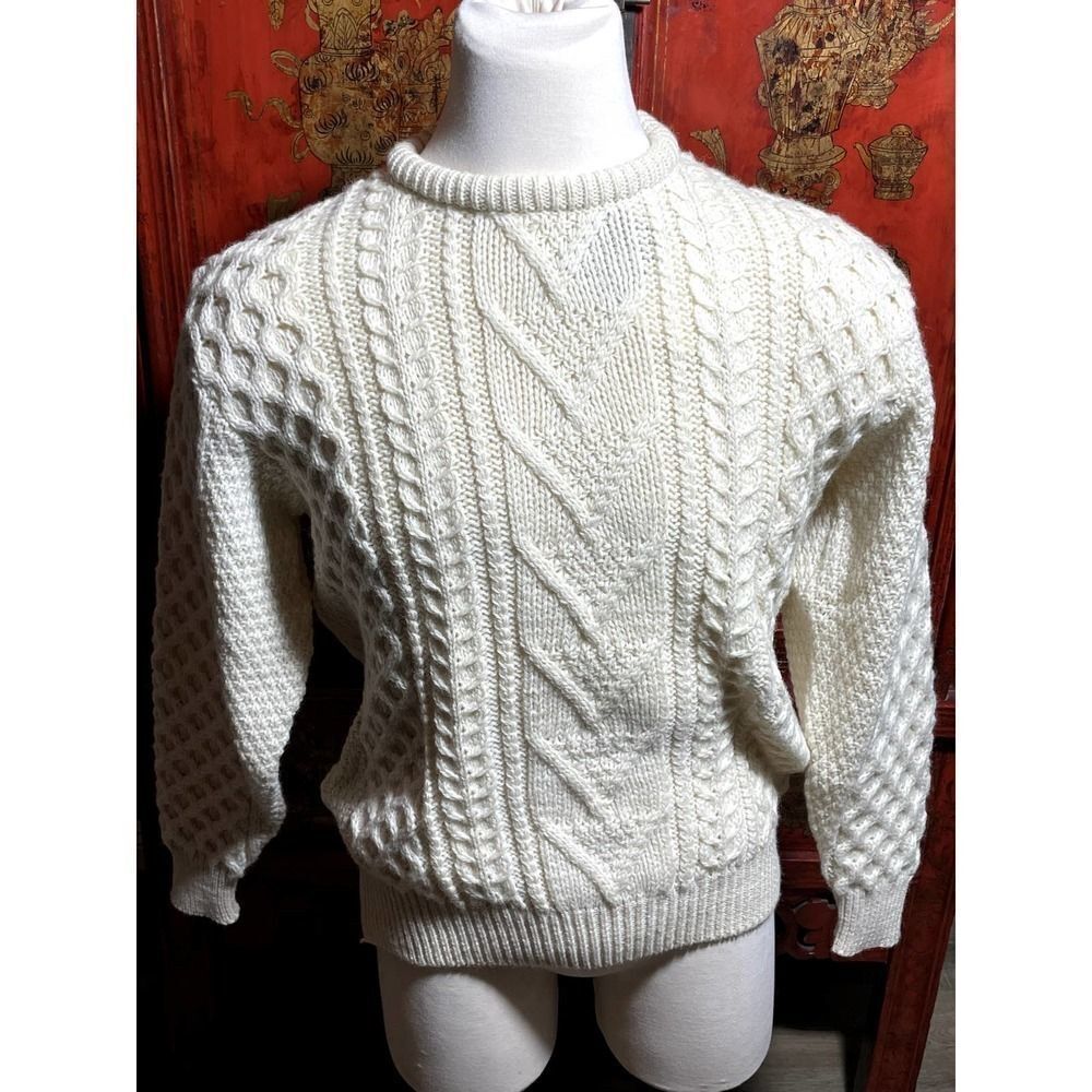 NWT James Pringle Ivory Wool Fishermens Sweater-XL